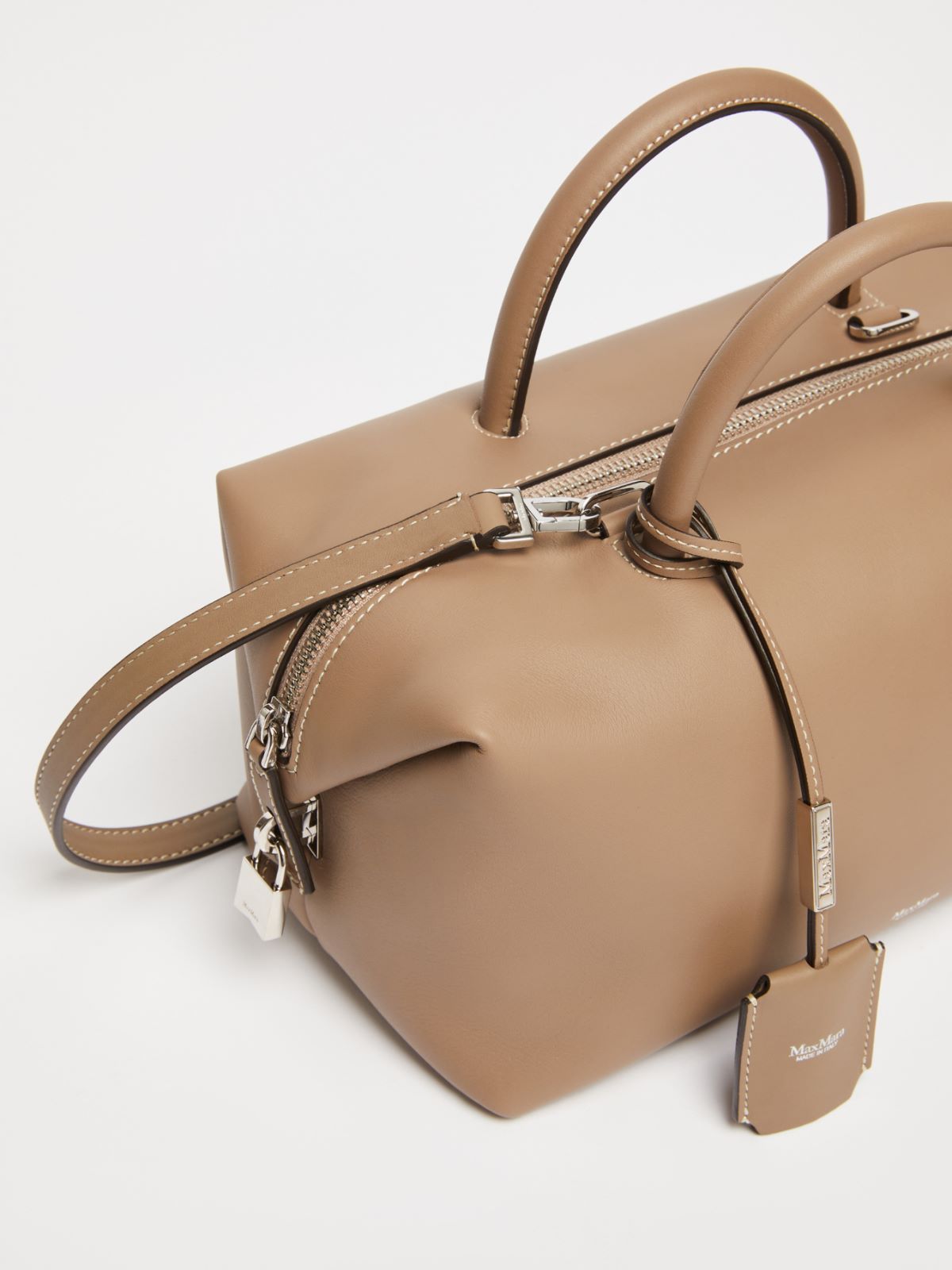 Shiny leather satchel bag