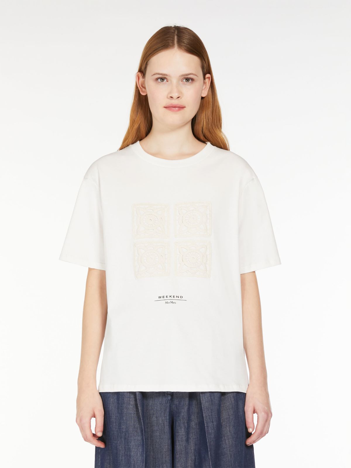 Cotton T-shirt with embroidered lettering detail