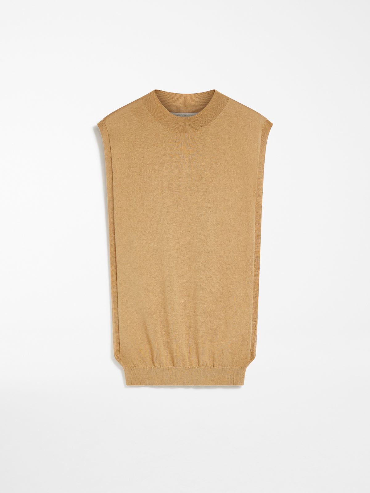 Sleeveless wool and silk sweater