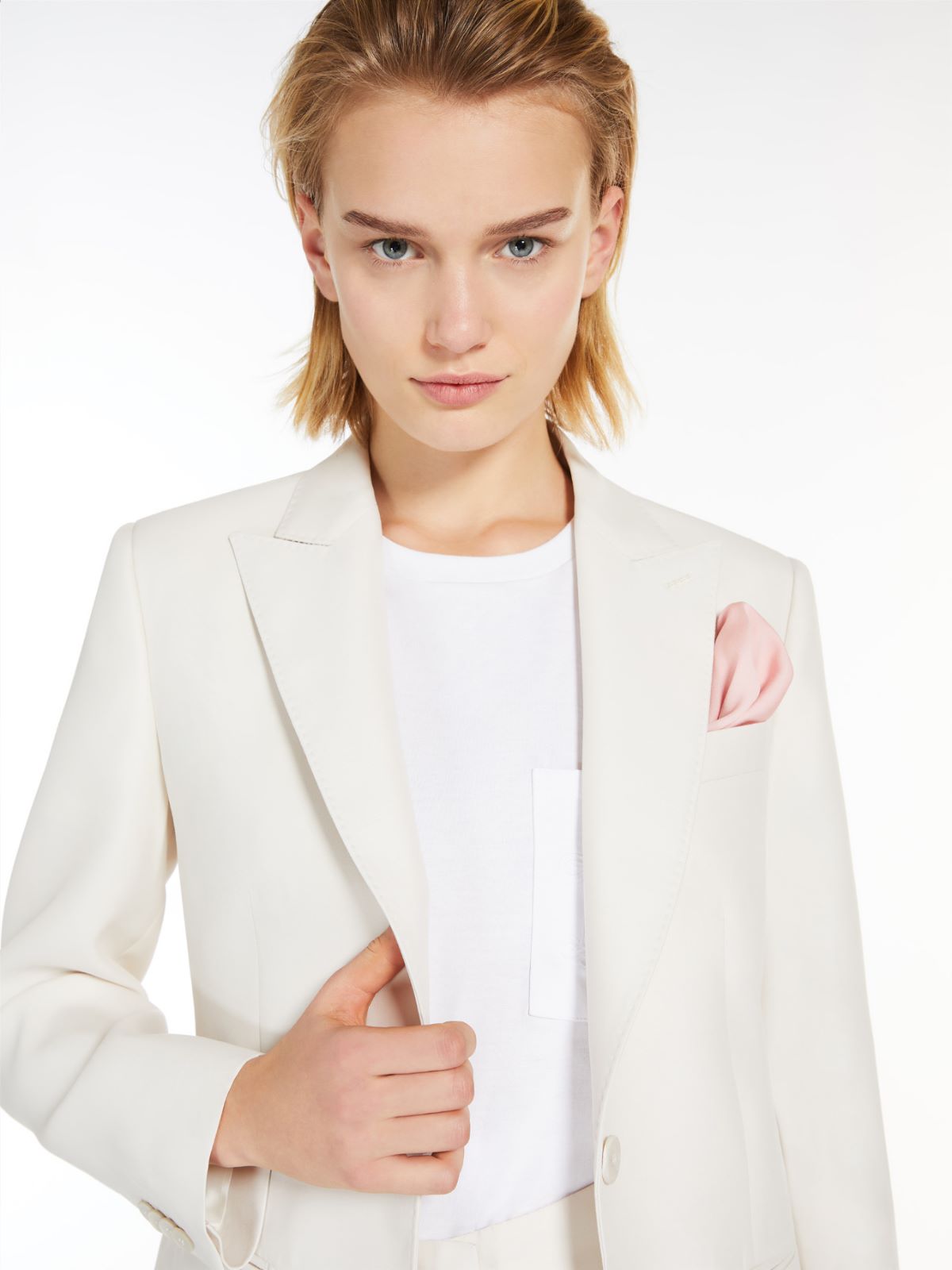 Wool and silk duchess satin blazer