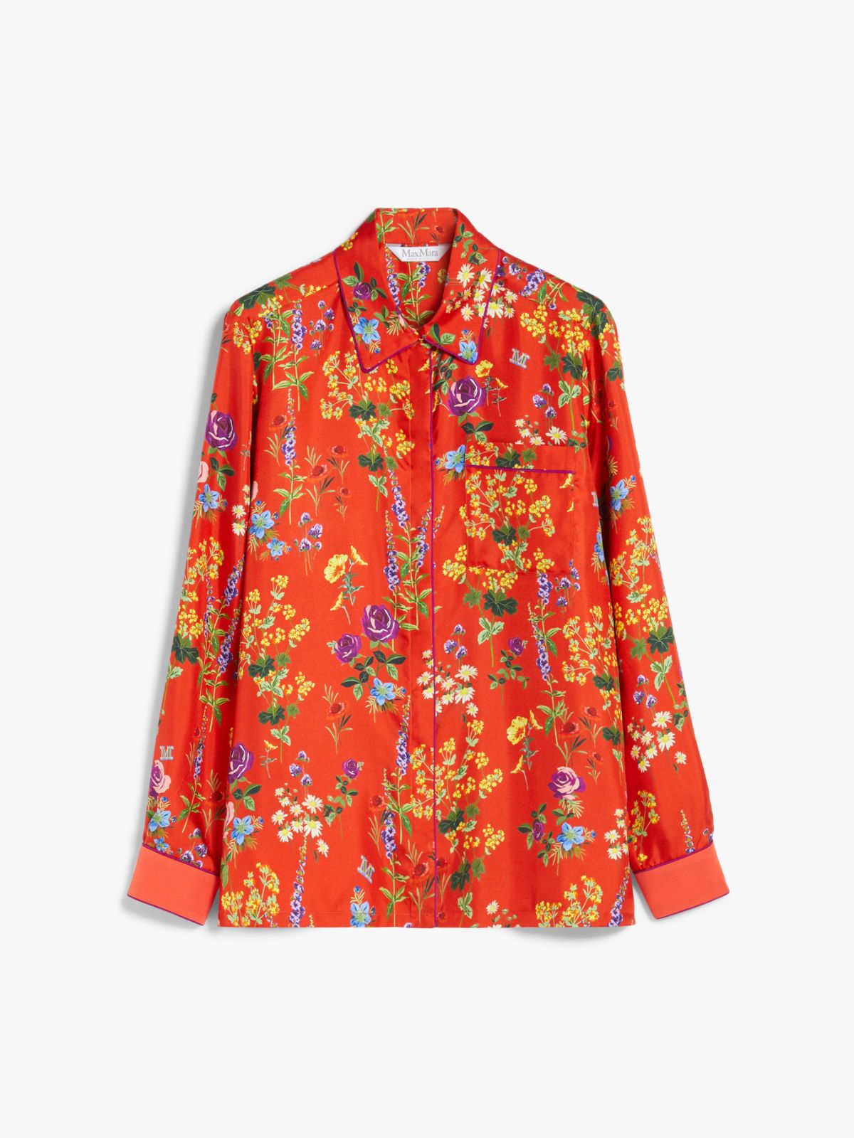Printed silk pyjama-style shirt