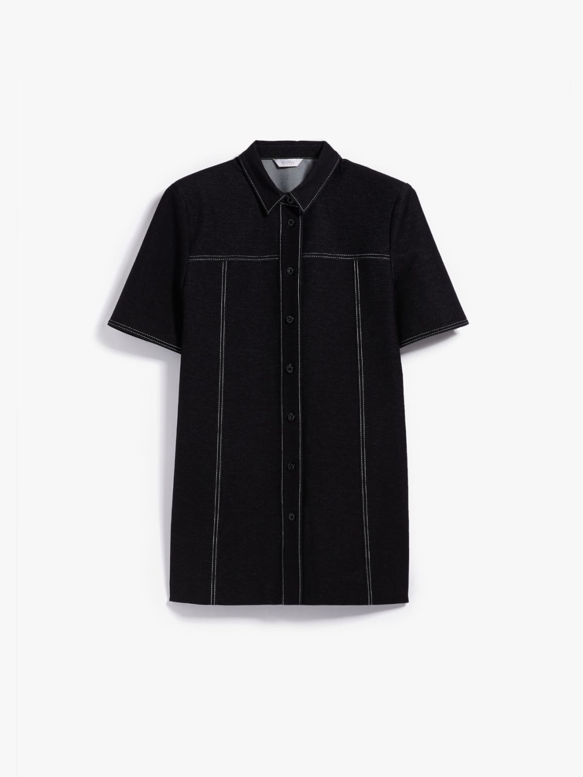 Denim-look jersey tunic-style shirt