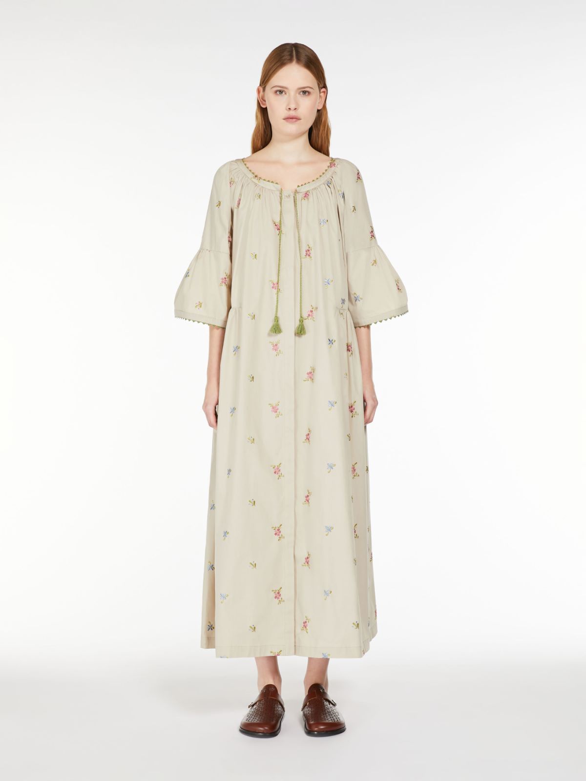 Embroidered poplin dress