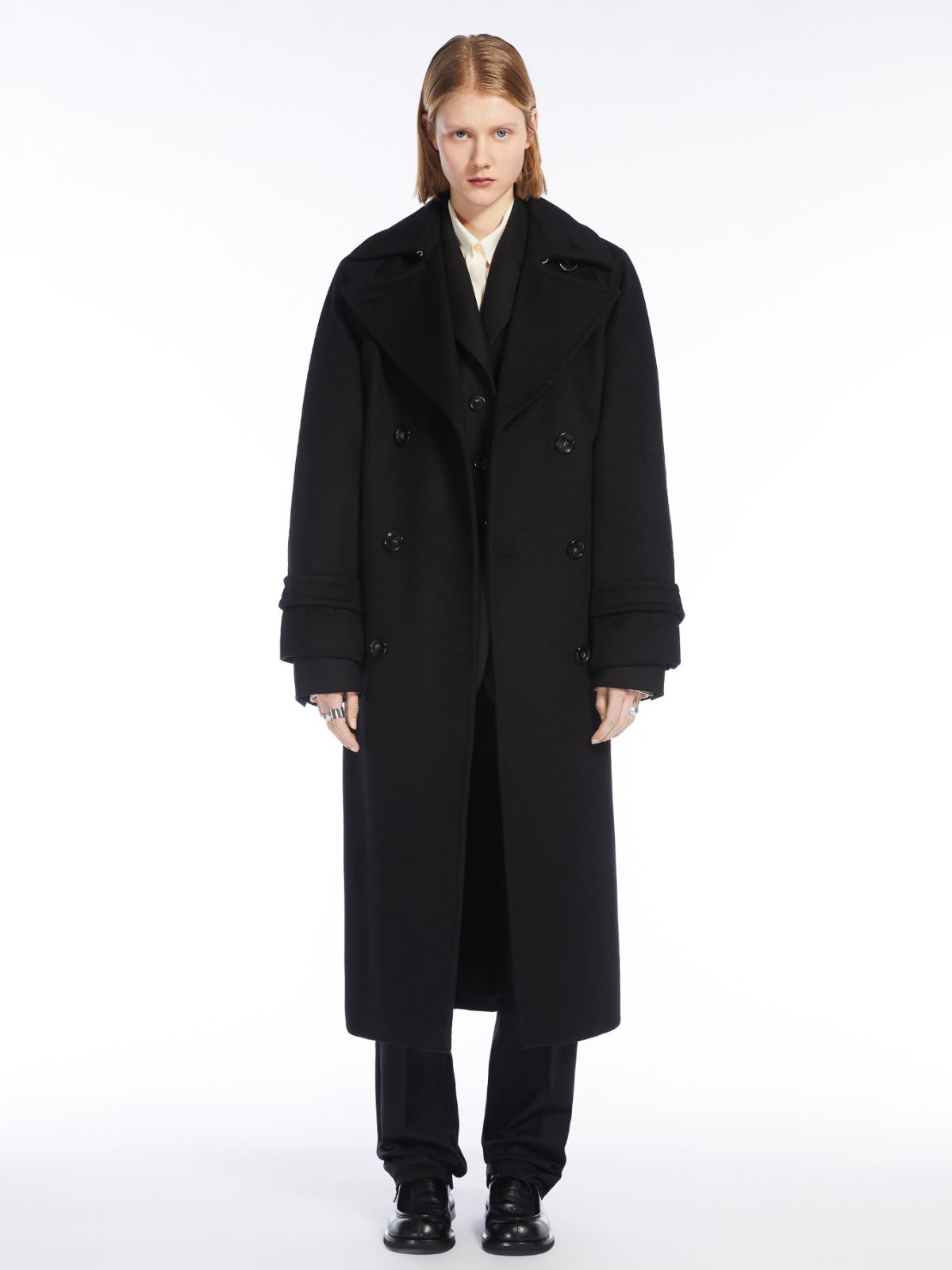 Double-breasted pure wool coat