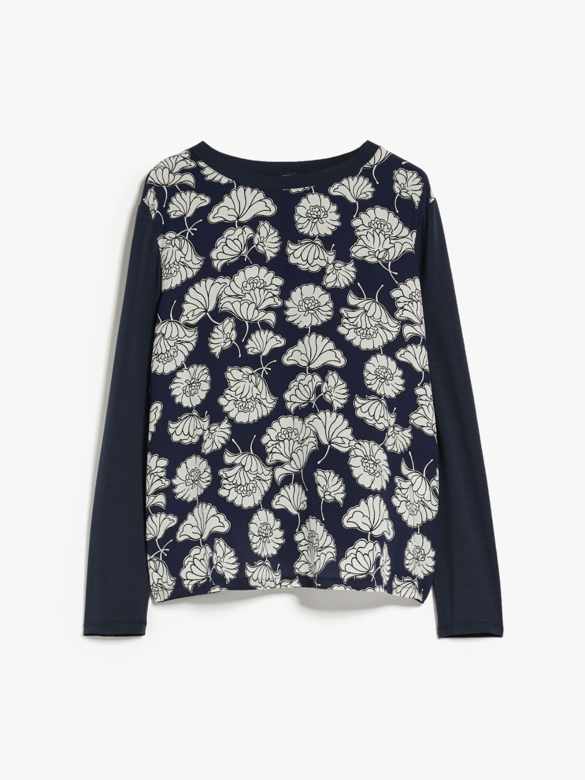 Printed silk and jersey T-shirt