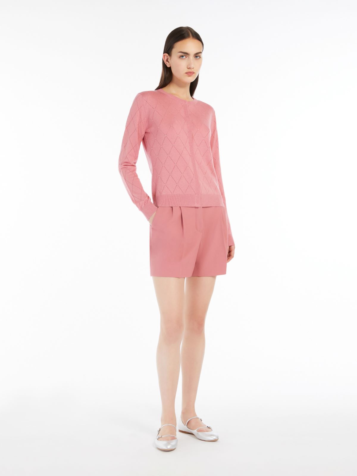 Silk and wool Argyle cardigan