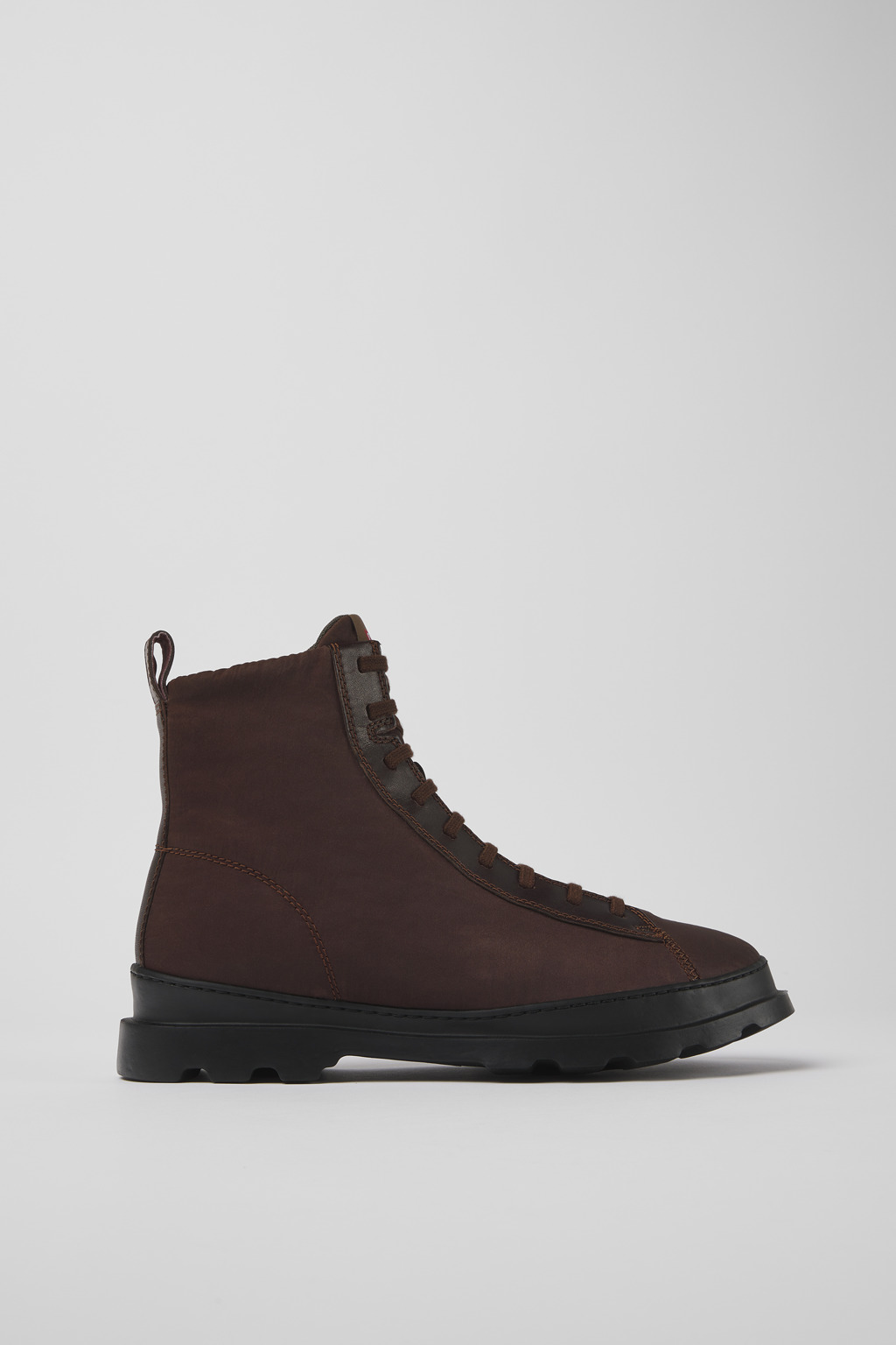 Brown textile and leather ankle boots for men