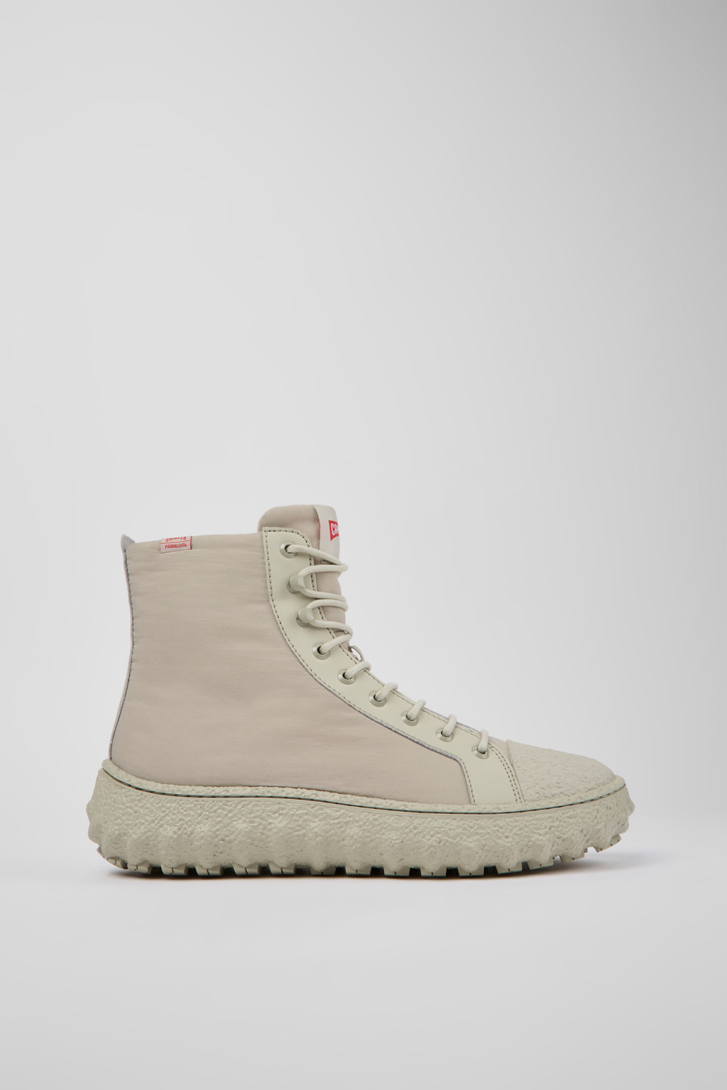 Light gray textile and leather ankle boots for men