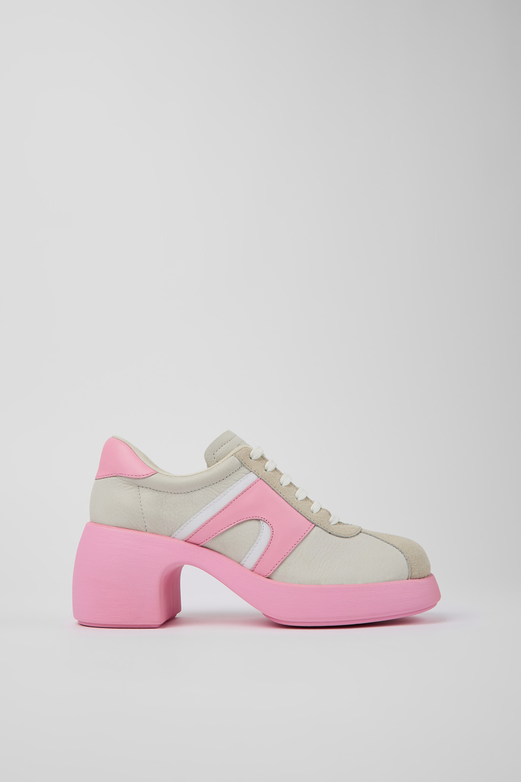 White Leather/Nubuck Shoe for Women