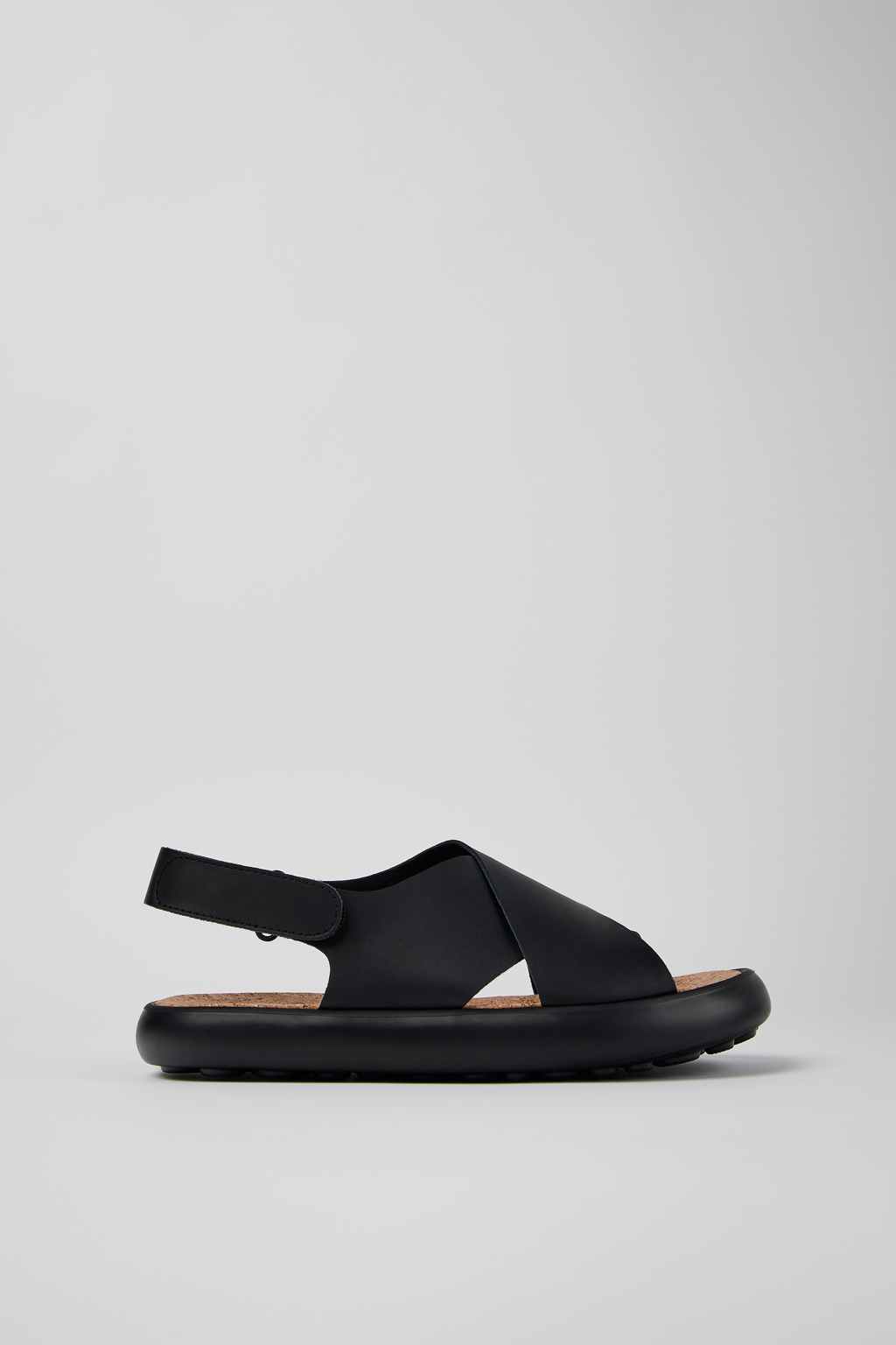 Black Leather Cross-strap Sandal for Women