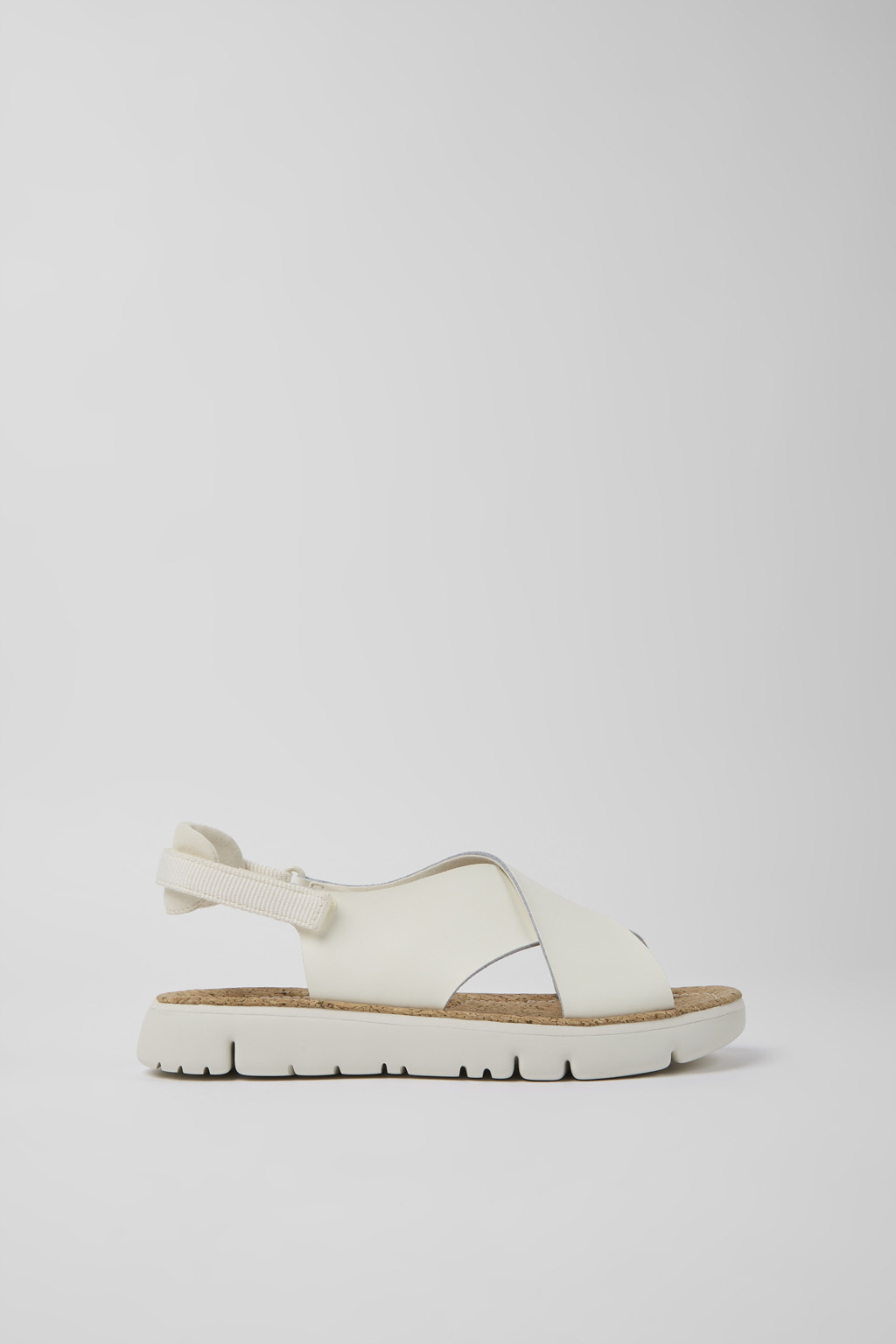 White leather and textile sandals for women
