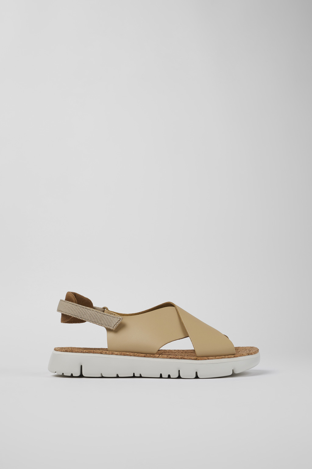 Beige Leather/Textile Sandal for Women