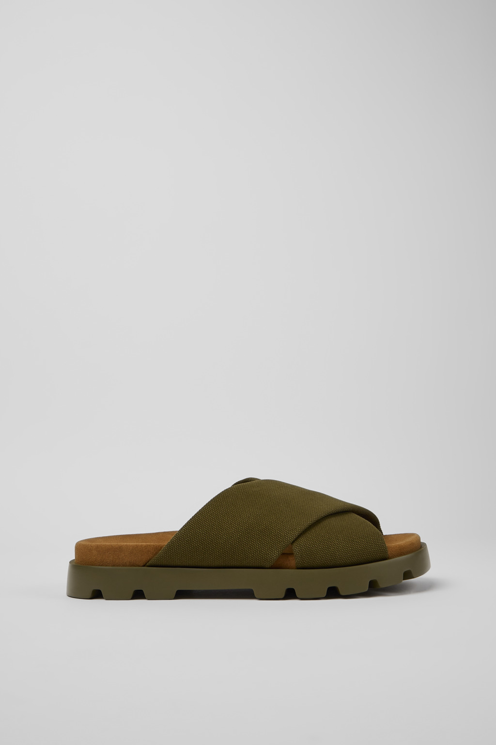 Green recycled cotton sandals for men