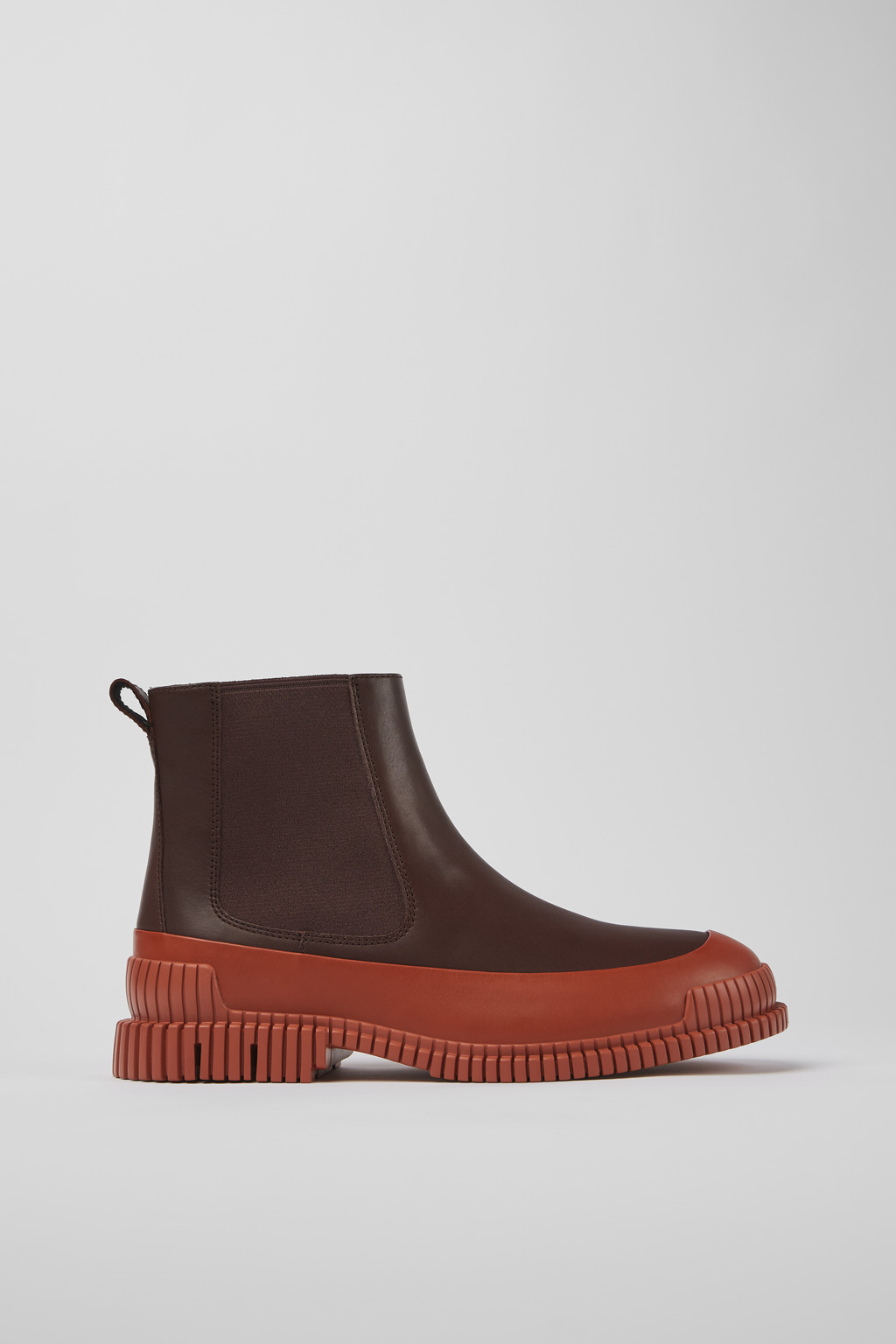Red and brown leather Chelsea boots for men