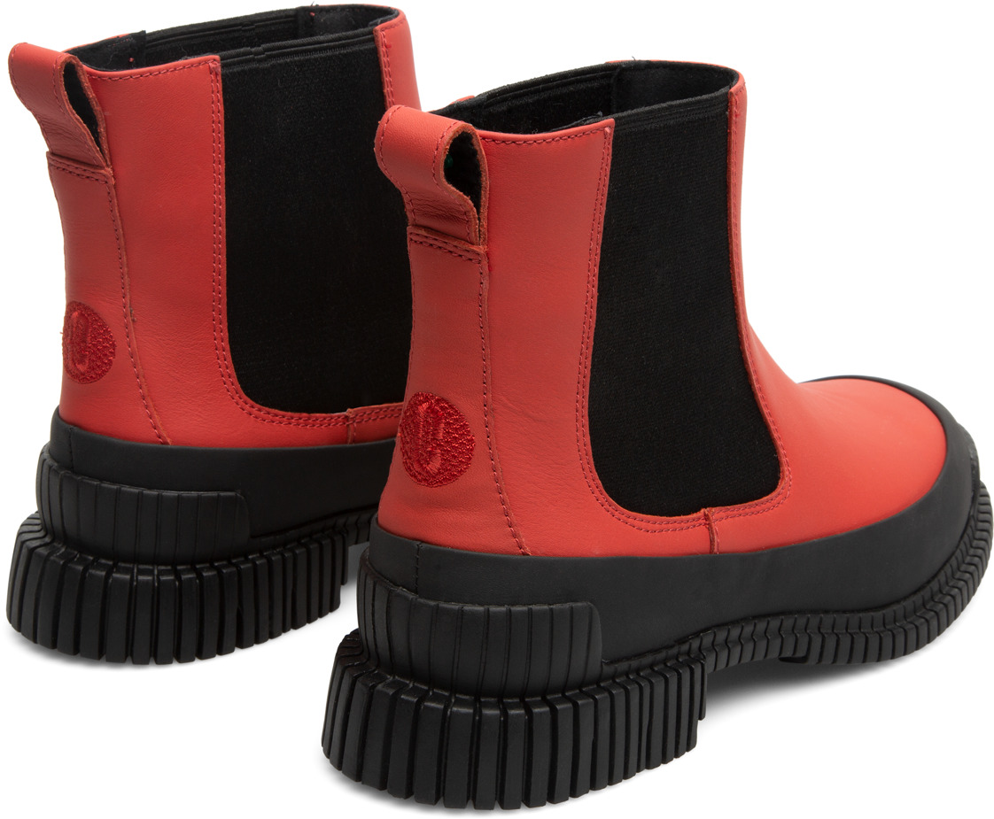 Red and black ankle boot for women