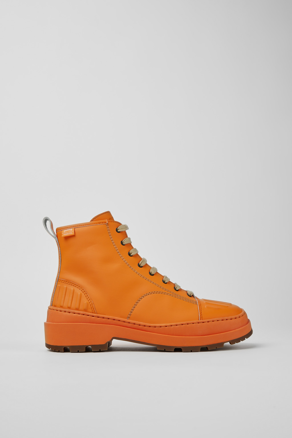 Orange leather ankle boots for women