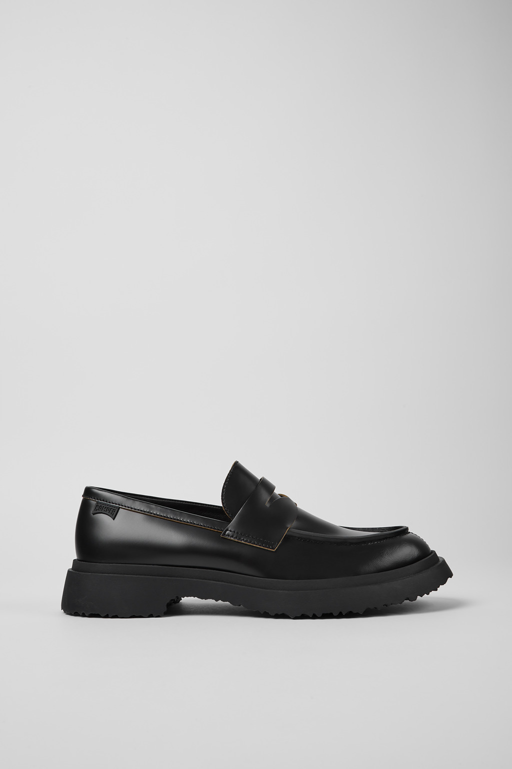 Black leather loafers