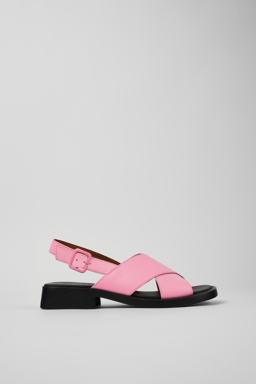 Pink Leather Cross-strap Sandal for Women