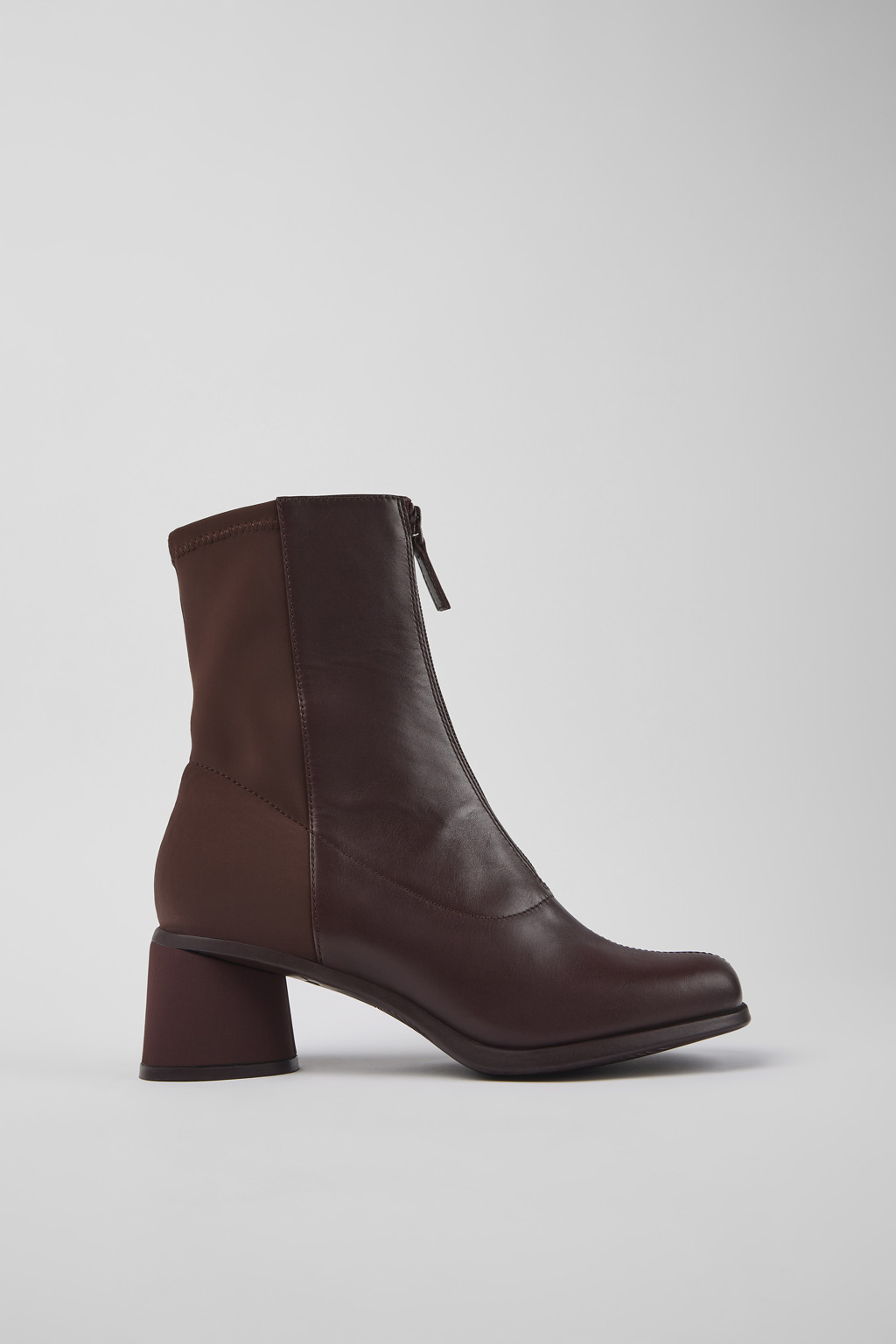 Burgundy leather and recycled PET boots for women
