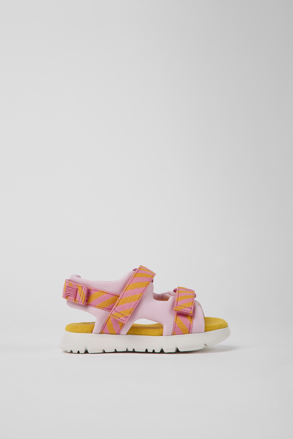 Pink and orange textile sandals for kids
