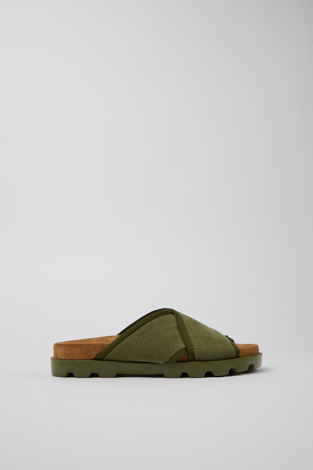 Green Textile Cross-strap Sandal for Women
