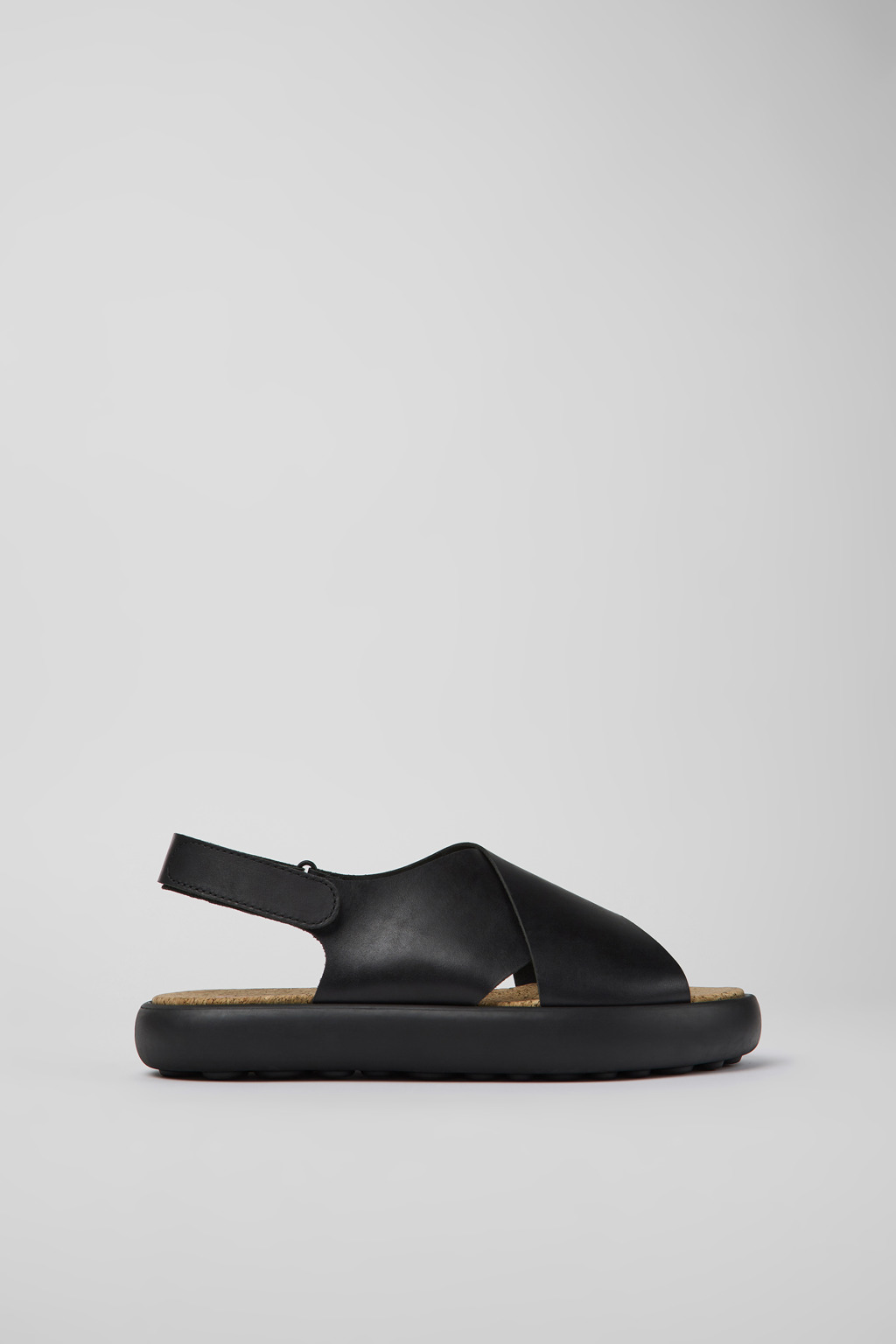 Black leather sandals for men