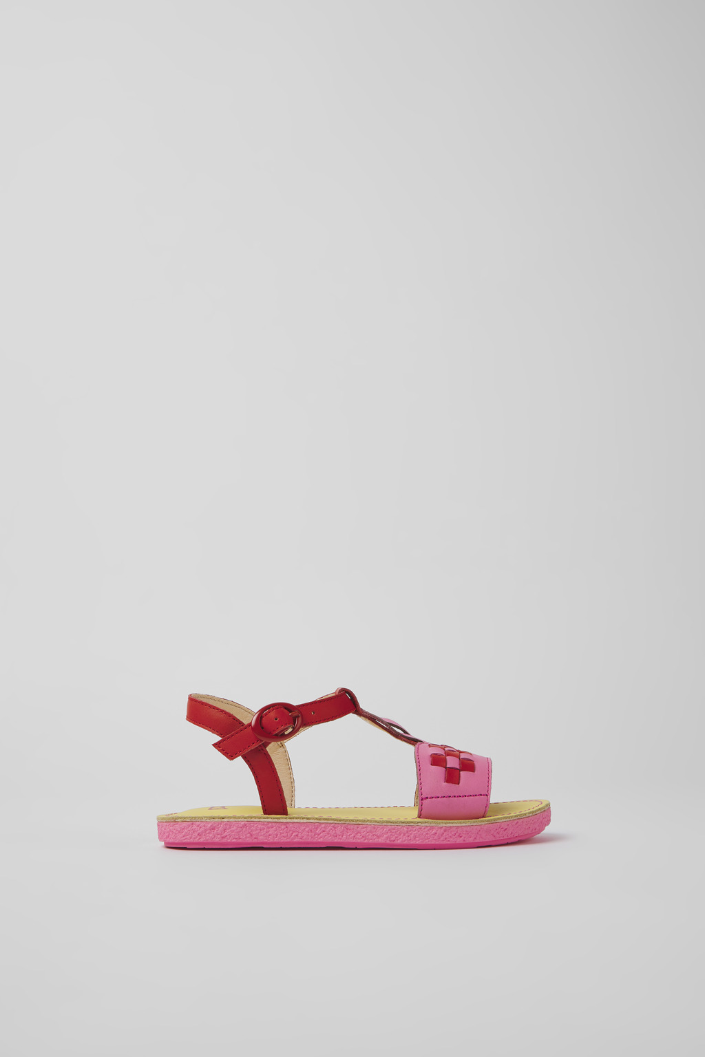 Red and pink leather sandals for kids