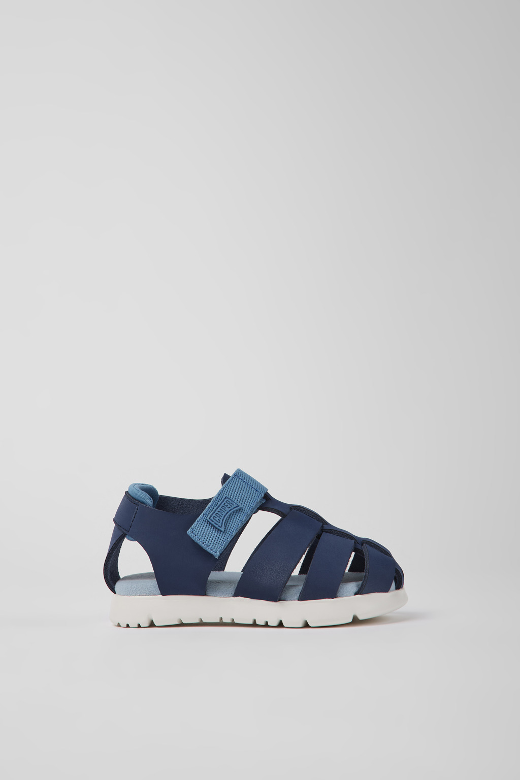 Blue leather and textile sandals for kids