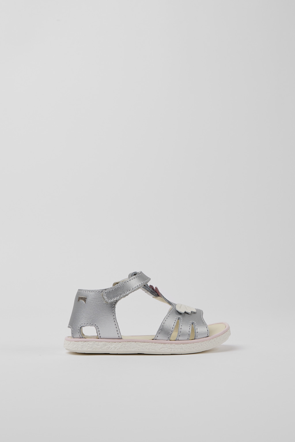 Silver leather sandals for girls