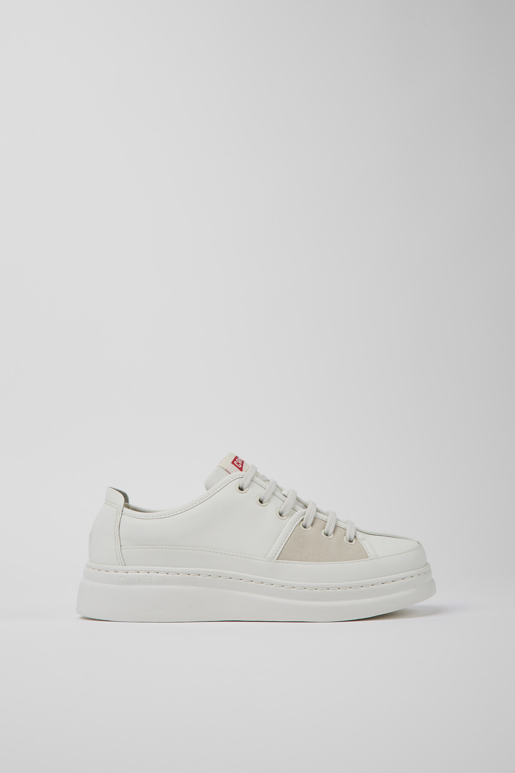 White multicolored recycled leather sneakers for women