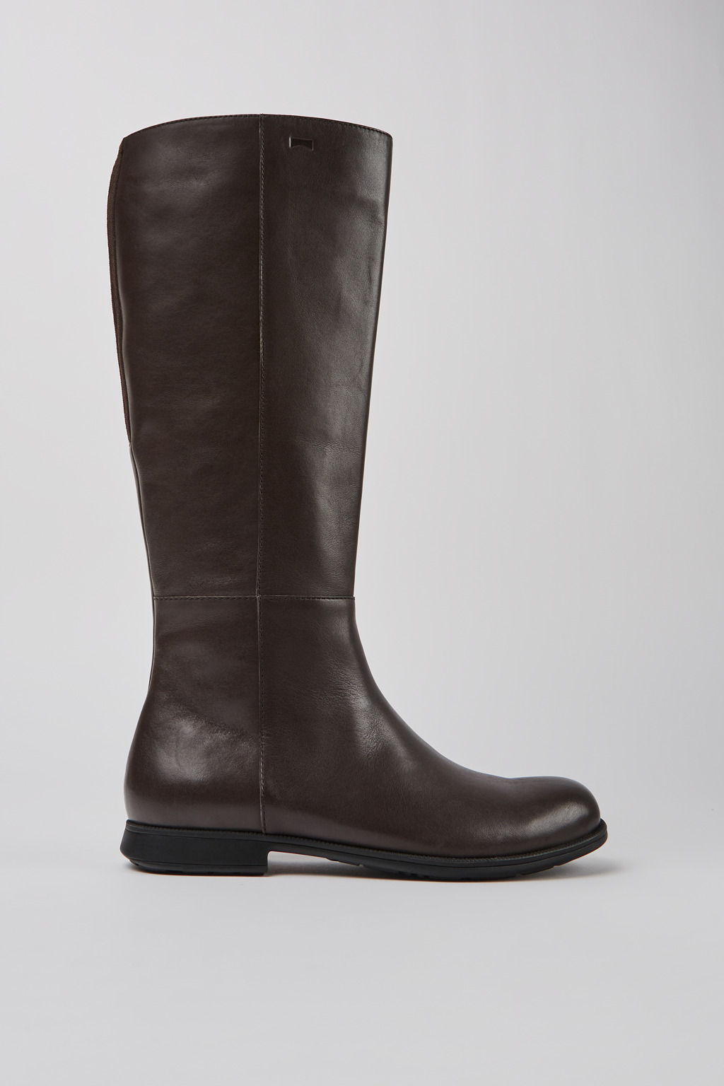 Brown leather and textile black boots for women