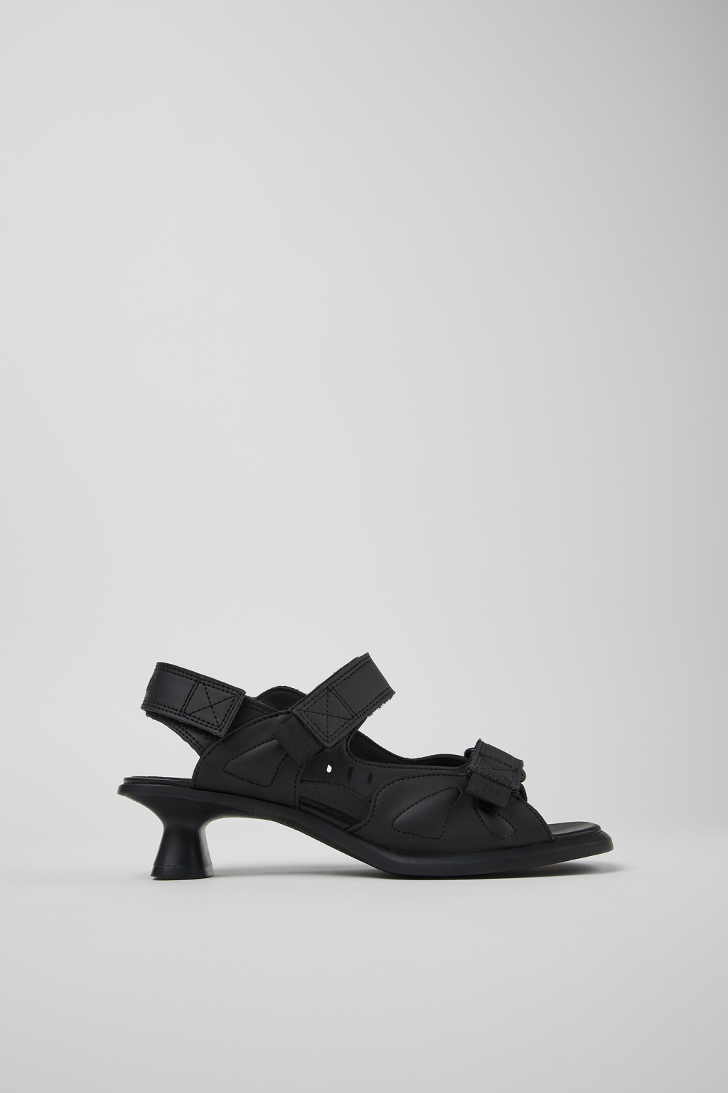 Black Recycled Leather 2-Strap Sandal for Women