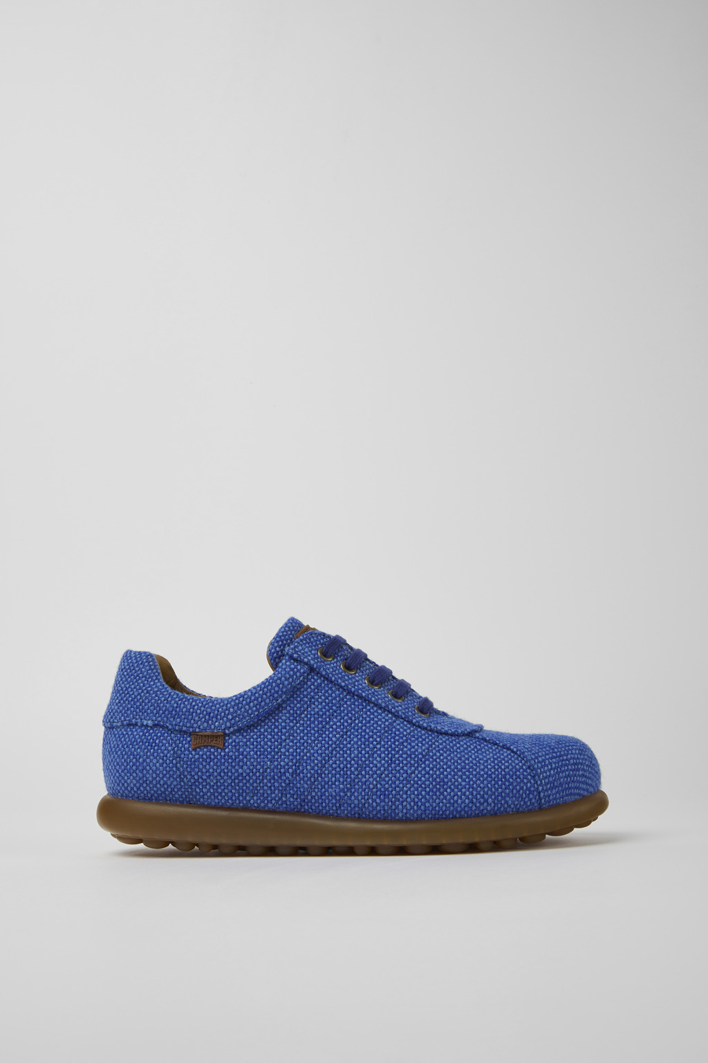 Blue wool, viscose, and leather shoes for men