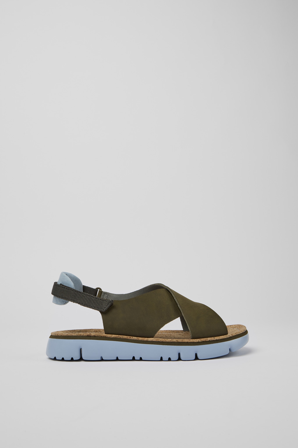 Green, blue, and grey sandals for women