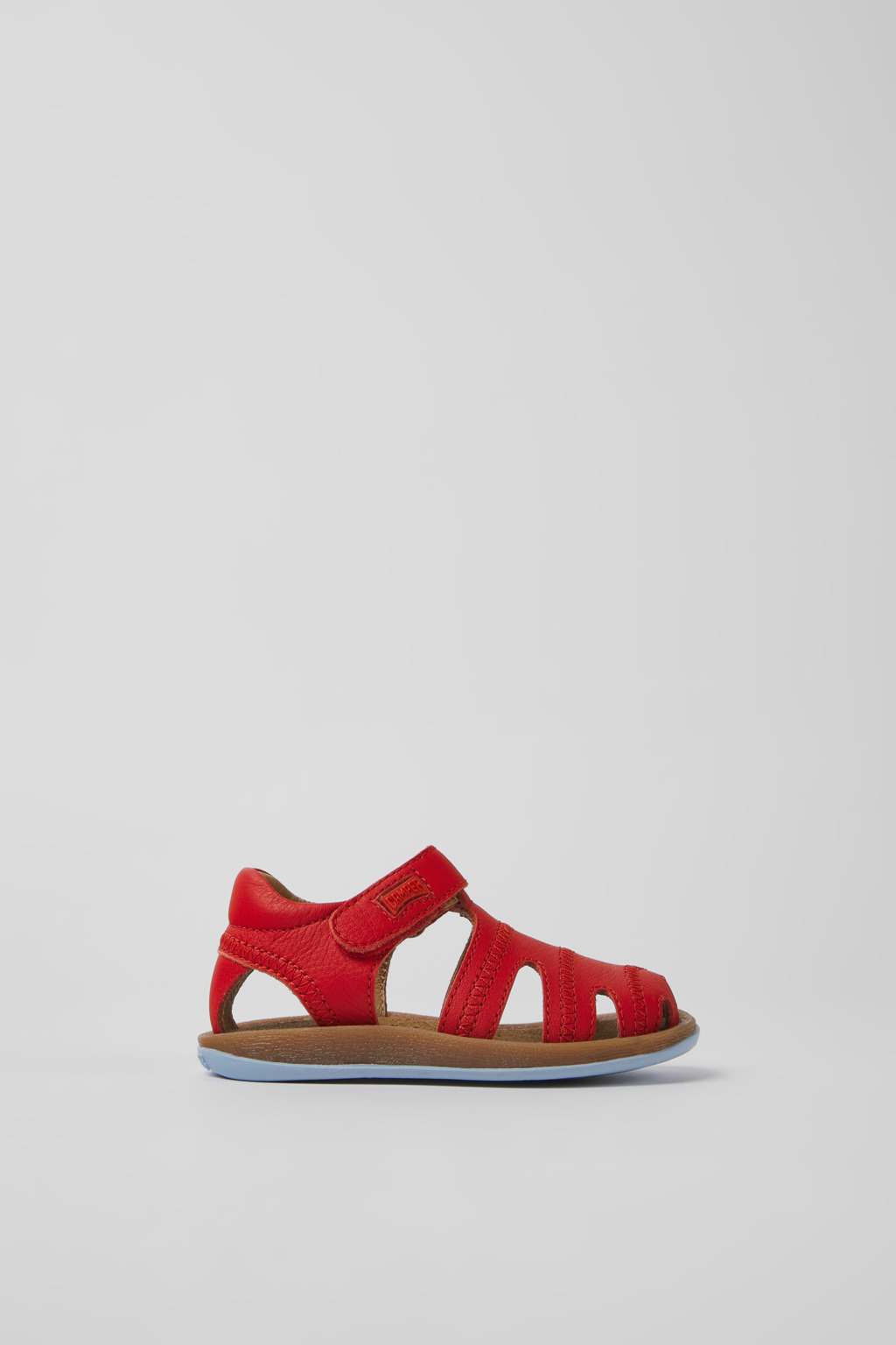 Red leather sandals for kids