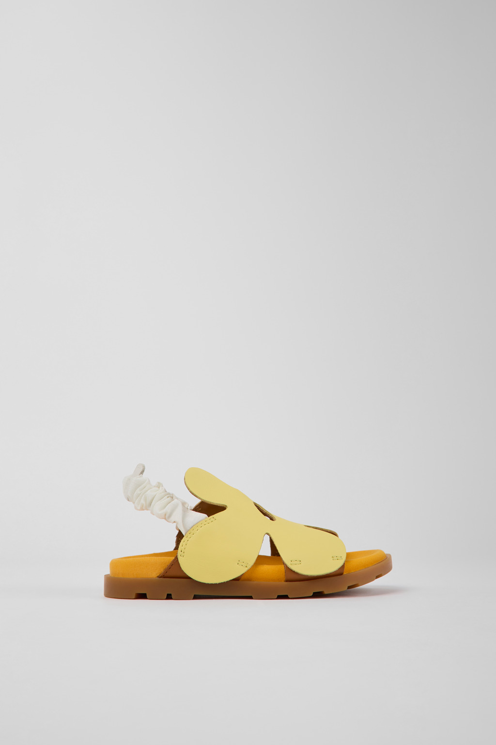 Yellow and brown leather sandals for kids