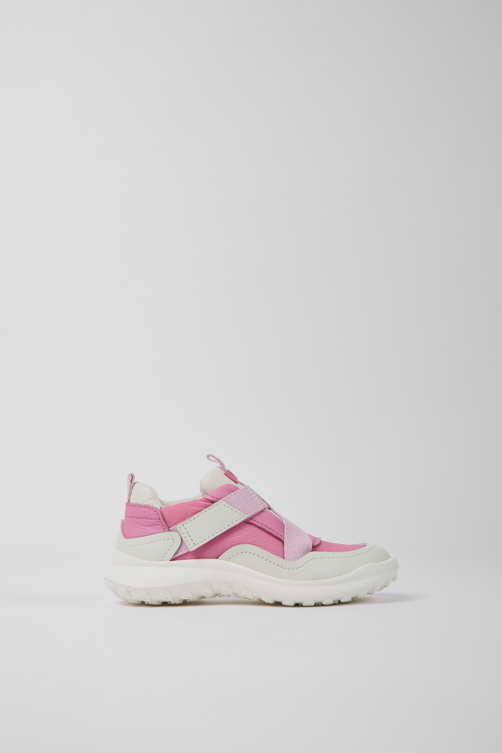 Pink leather and textile sneakers for kids