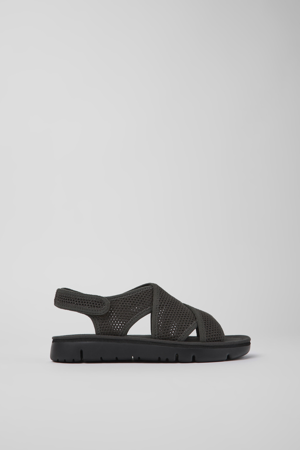 Dark gray textile sandals for women