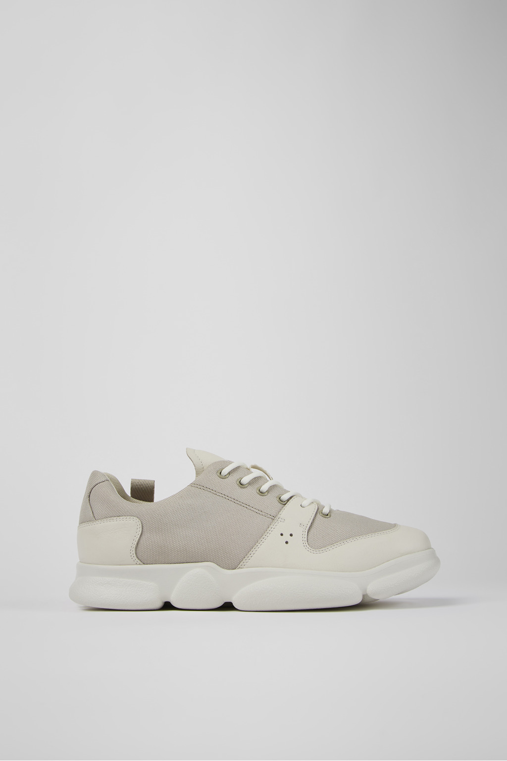 White leather and recycled PET sneakers for men