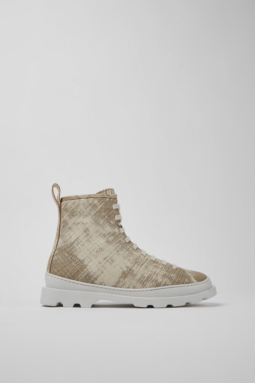 White-beige brushed nubuck boots for women