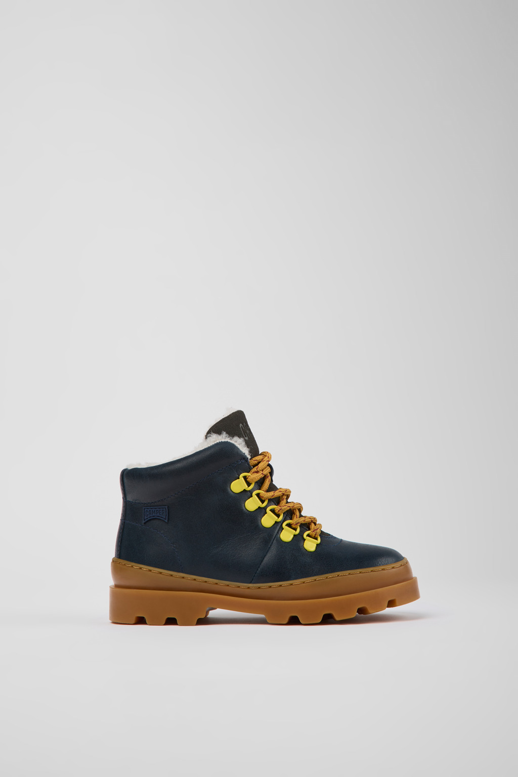 Navy blue leather and nubuck ankle boots for kids