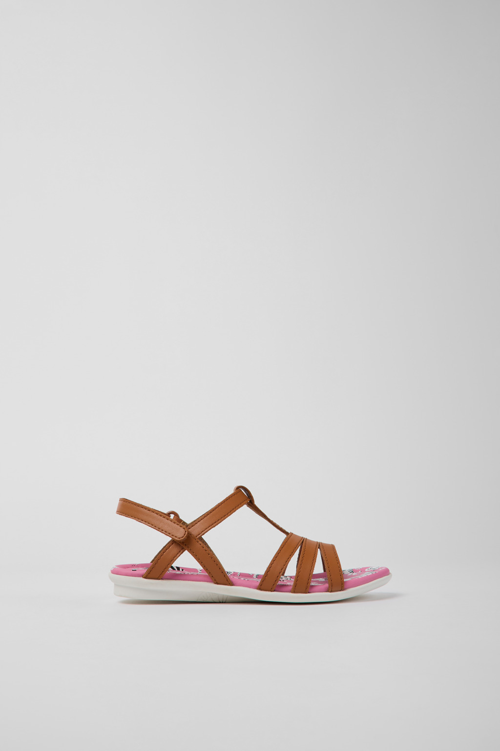 Brown leather sandals for kids