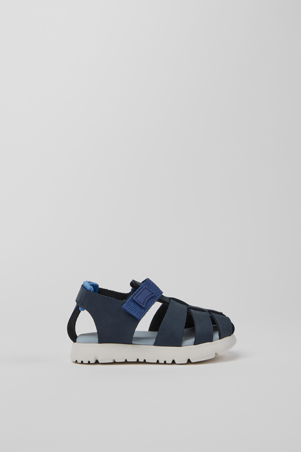 Blue leather and textile sandals