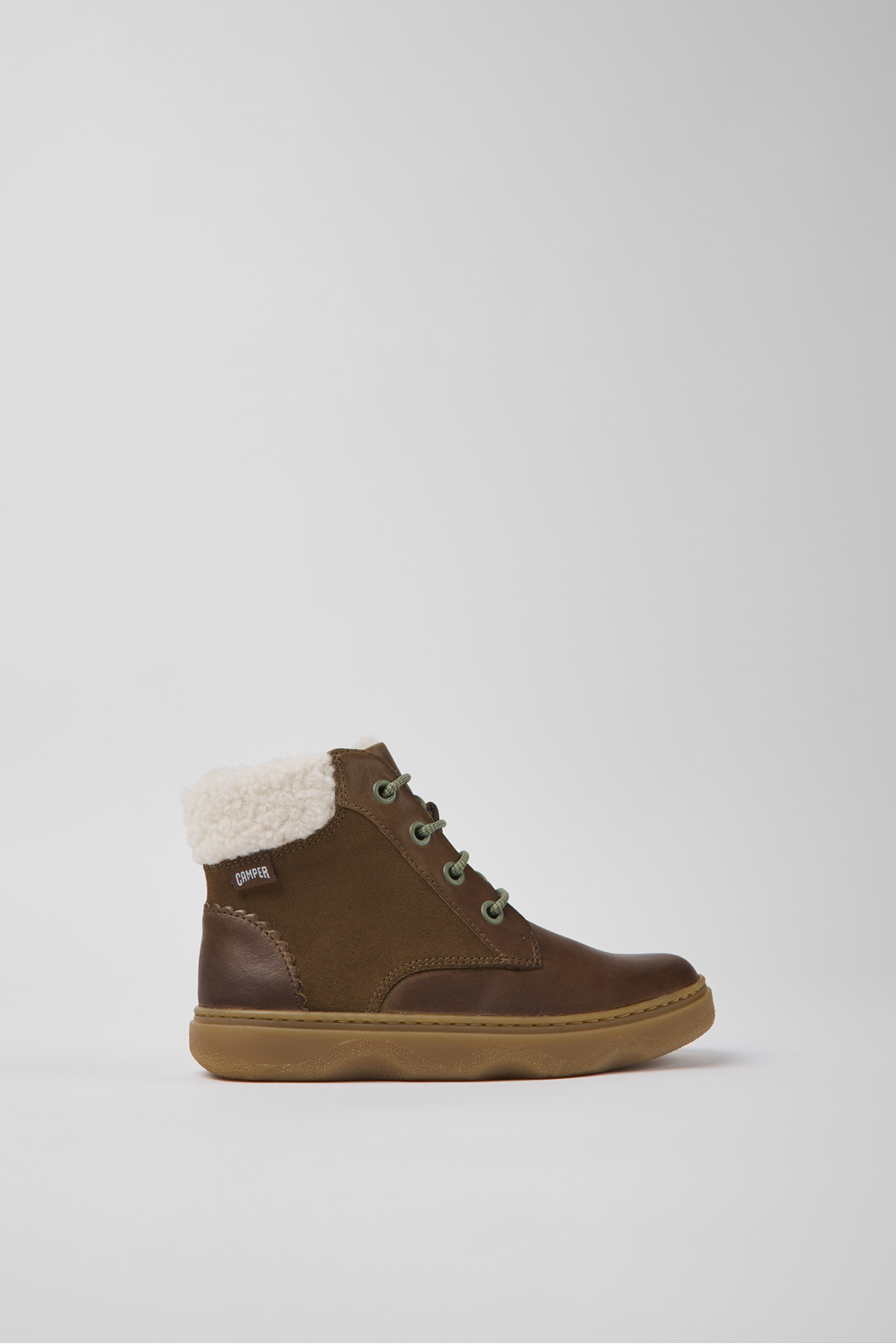 Brown leather and nubuck ankle boots for kids