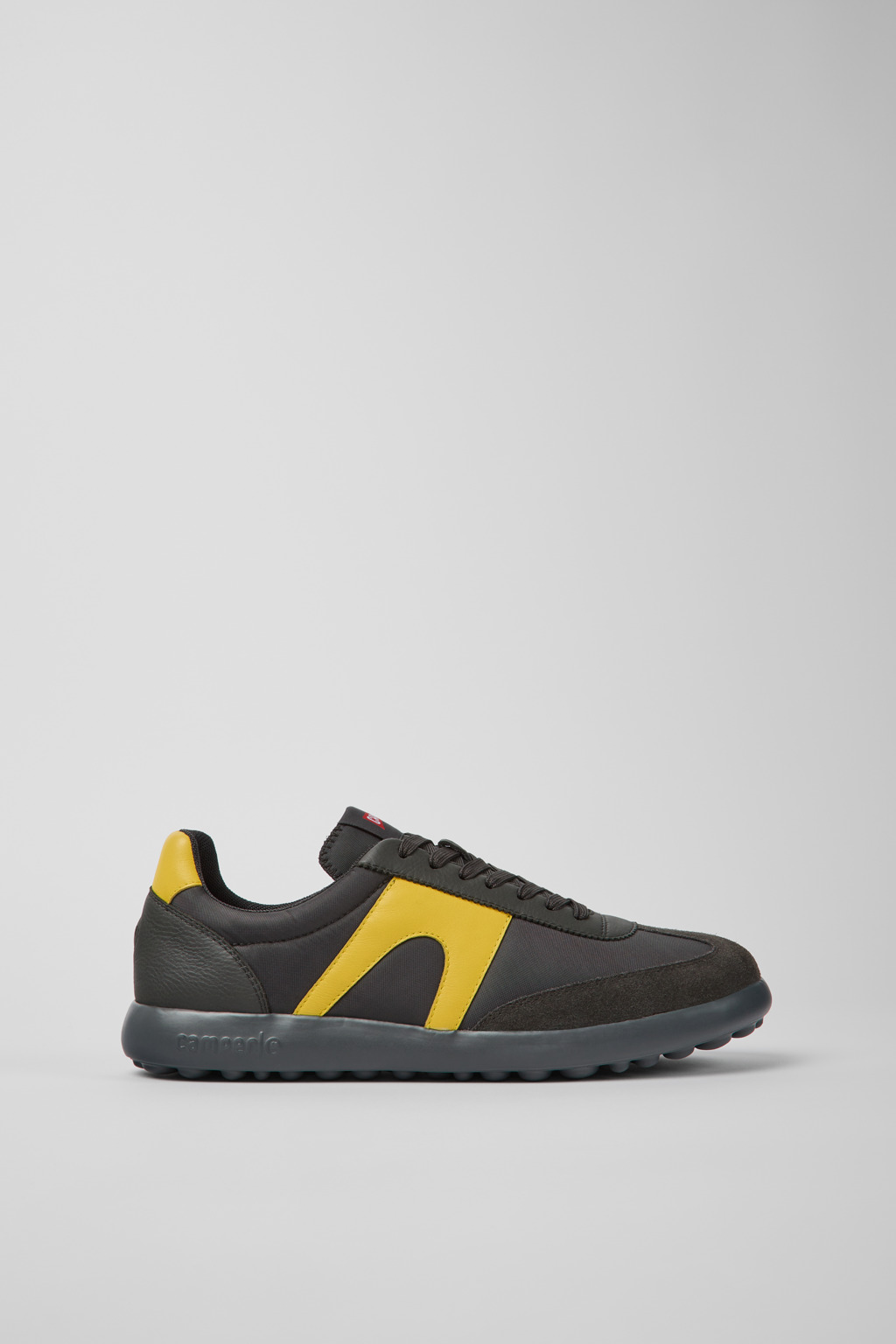 Gray textile and leather sneakers for men