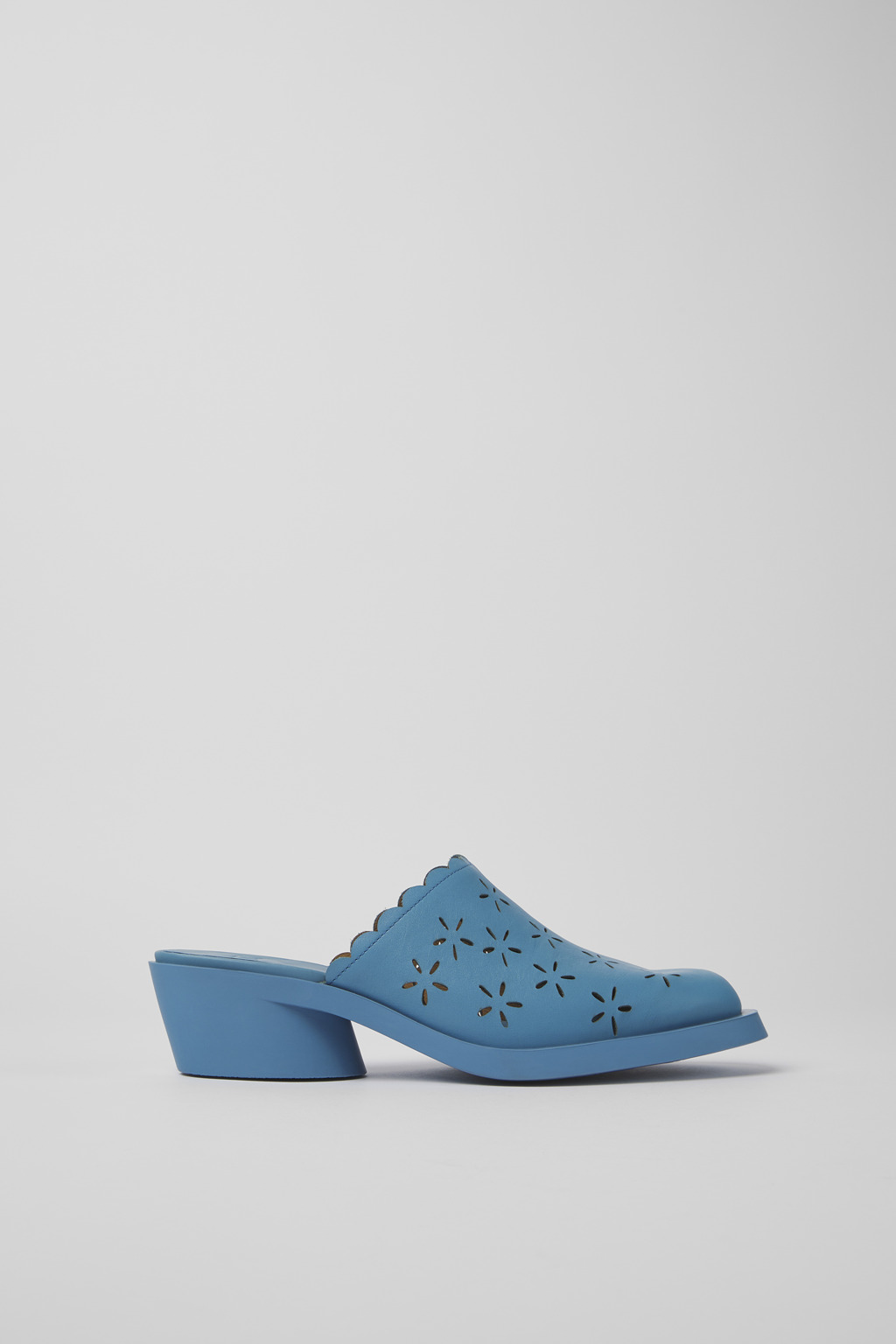 Blue leather mules for women