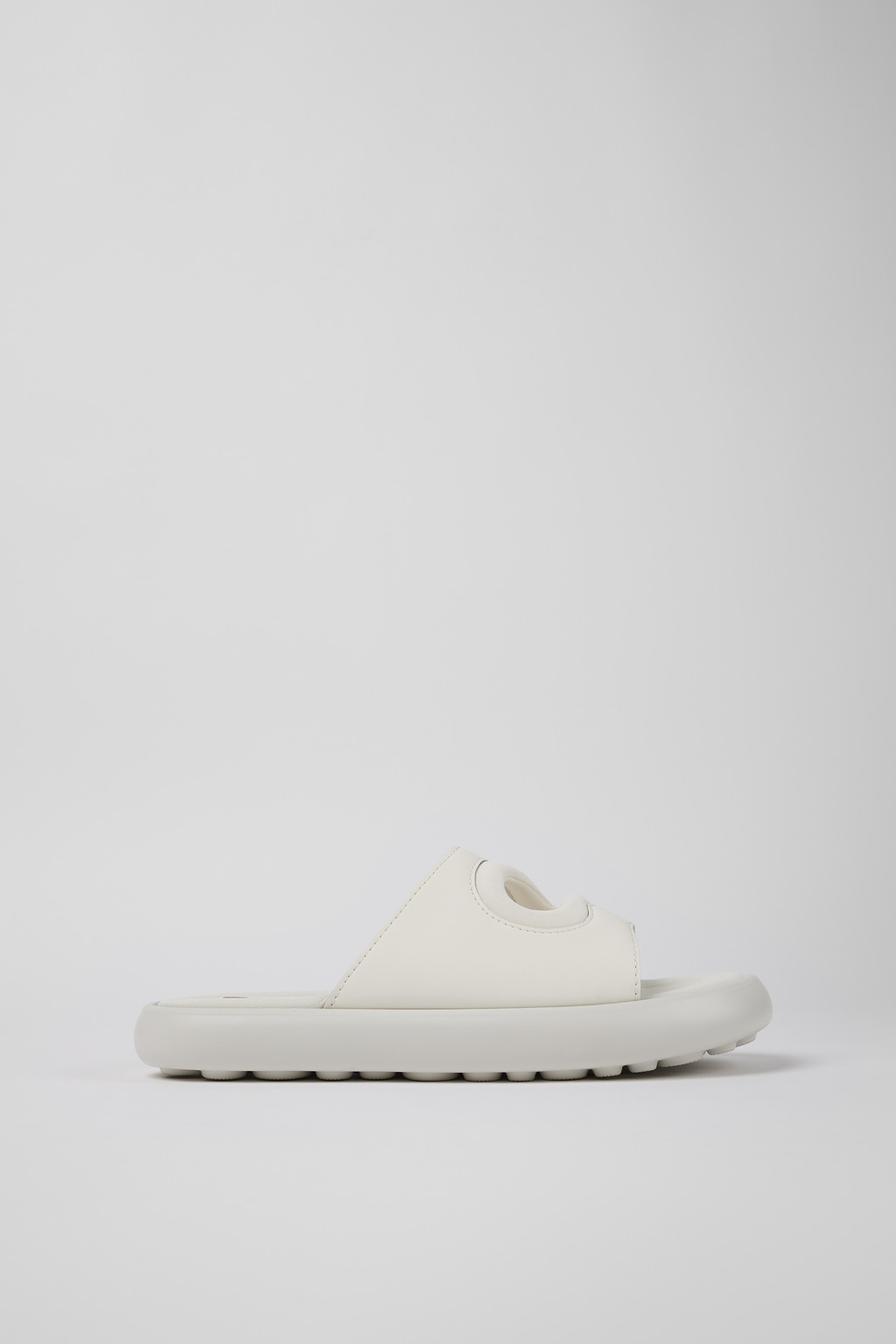 White Leather/Textile Slide for Women