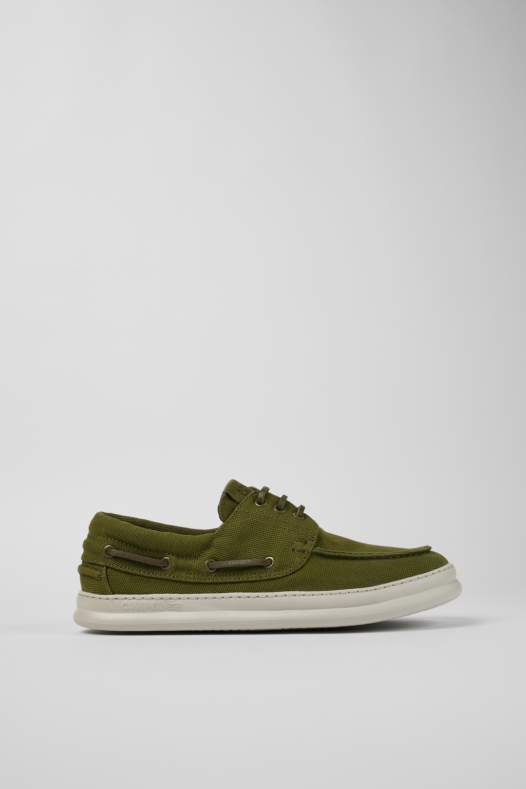 Green Textile Boat Shoe for Men