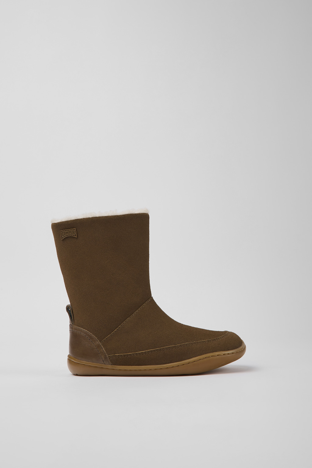 Brown nubuck and leather boots for kids