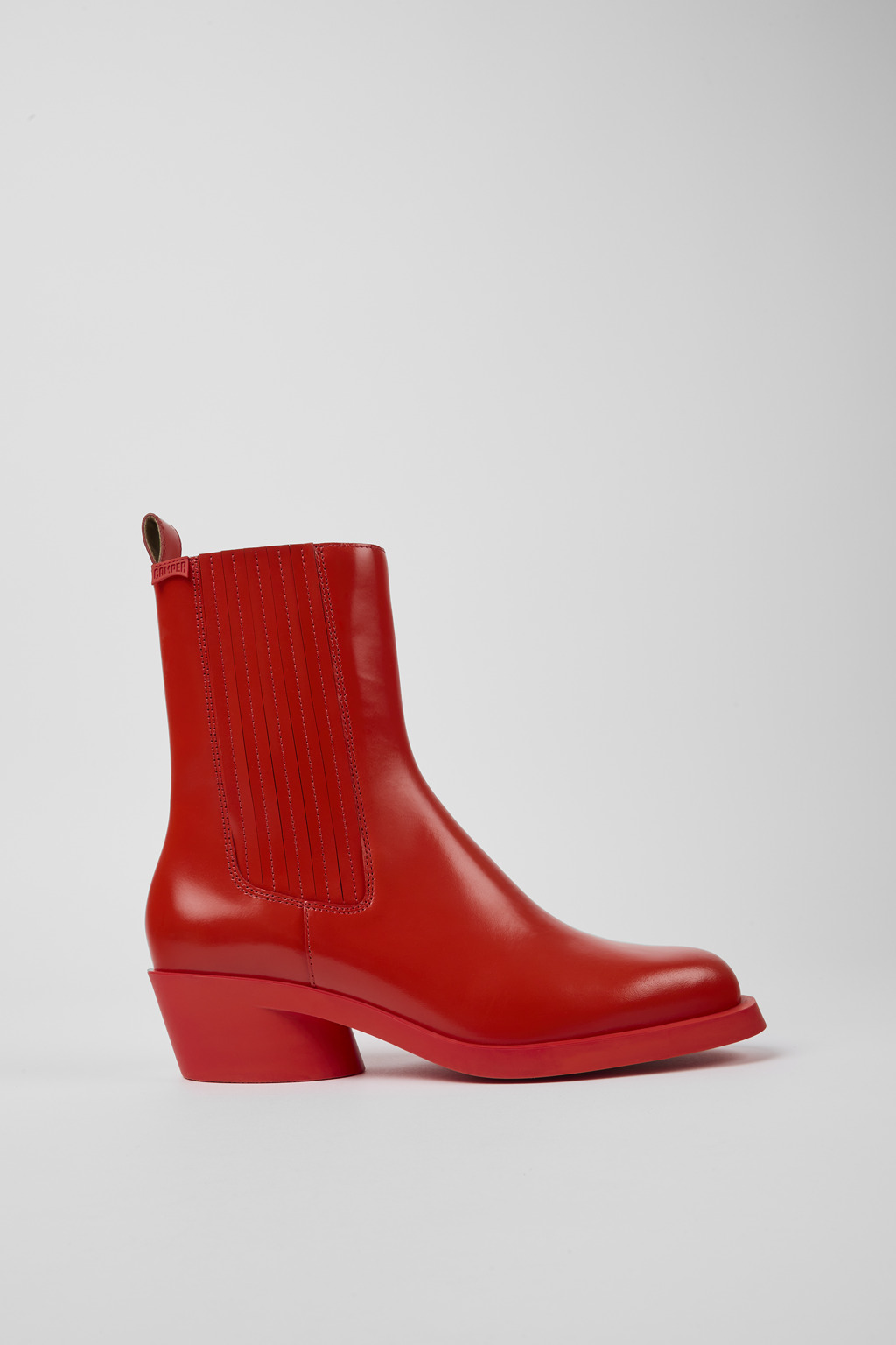 Red leather boots for women